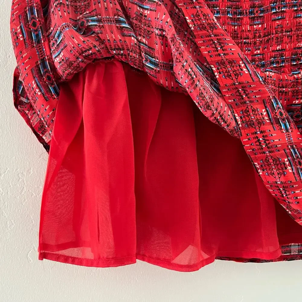 Aqua x Pendleton Bloomingdales Exclusive Skirt Women's XL Red Mini Smocked NEW - Picture 5 of 10
